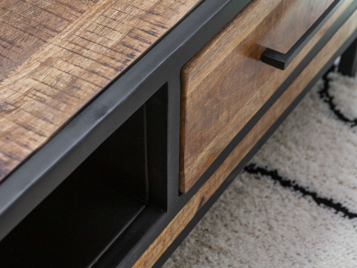 BEAUBOURG salontafel met 1 lade in massief mangohout