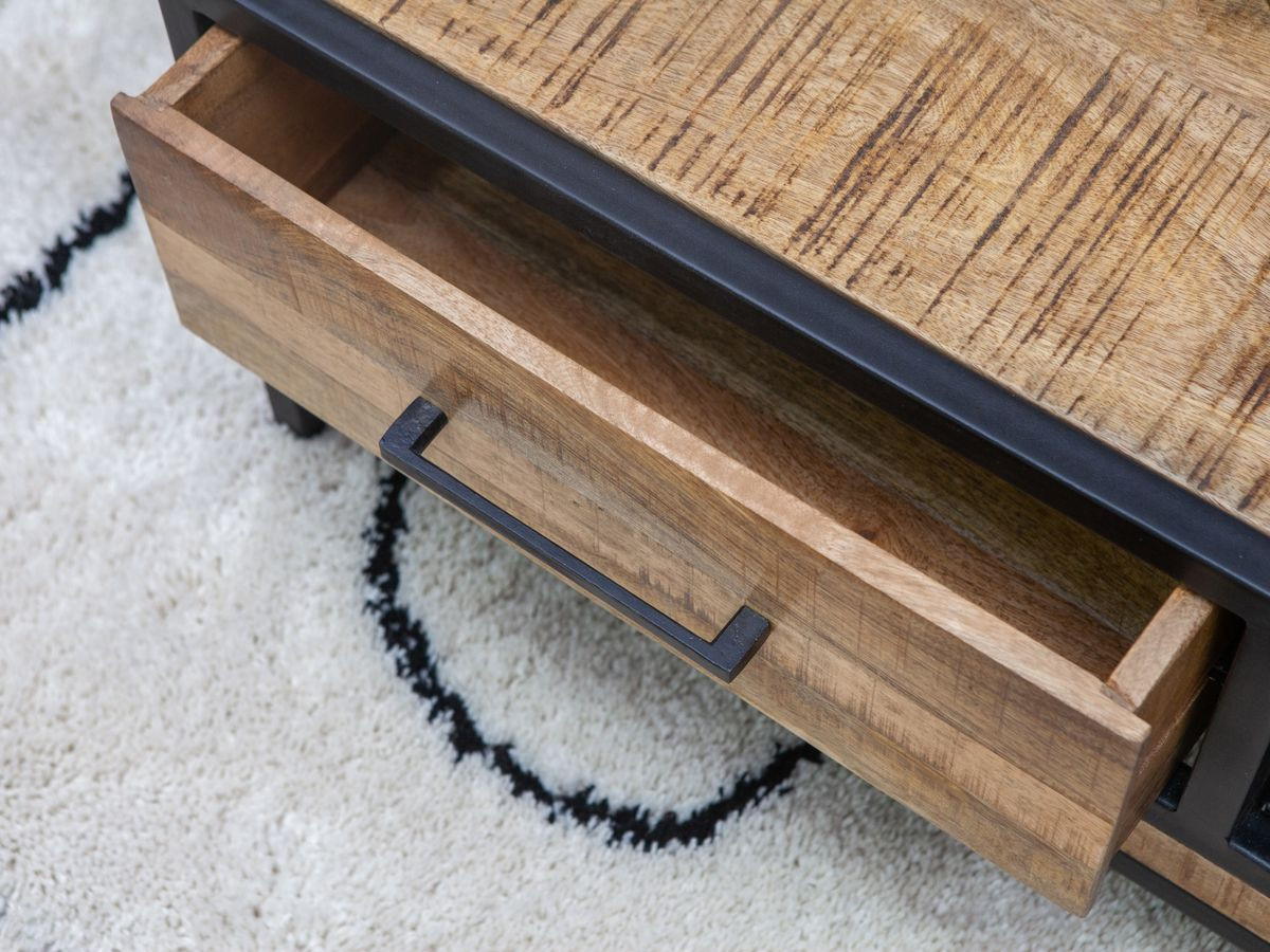 BEAUBOURG salontafel met 1 lade in massief mangohout