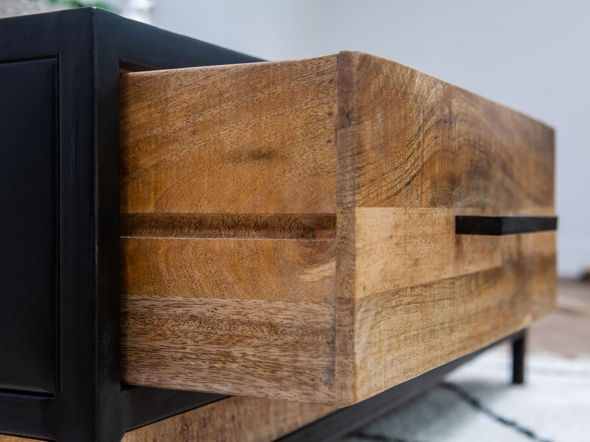 Table basse 1 tiroir BEAUBOURG bois massif de manguier — vue 6