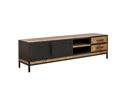 Meuble TV 190 cm BEAUBOURG bois massif de manguier