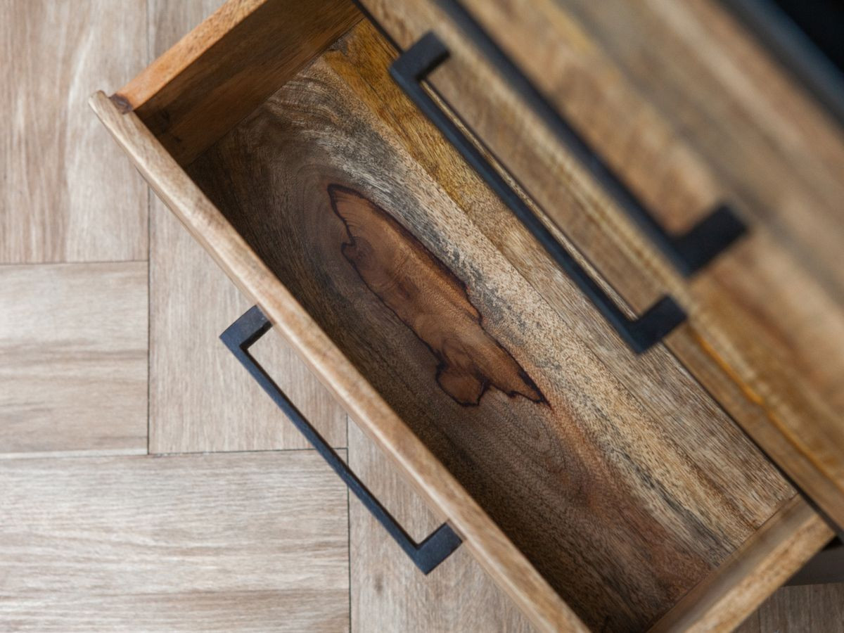 Boekenkast BEAUBOURG, 190 cm hoog, massief mangohout