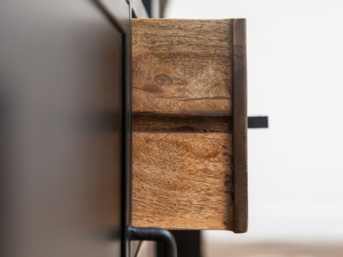 Boekenkast BEAUBOURG, 190 cm hoog, massief mangohout