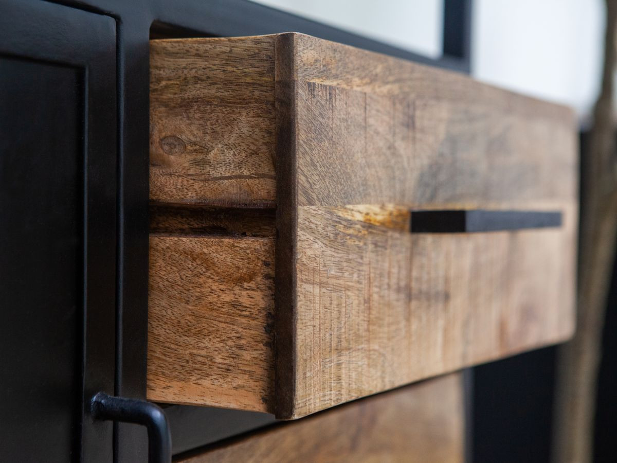 Boekenkast BEAUBOURG, 190 cm hoog, massief mangohout