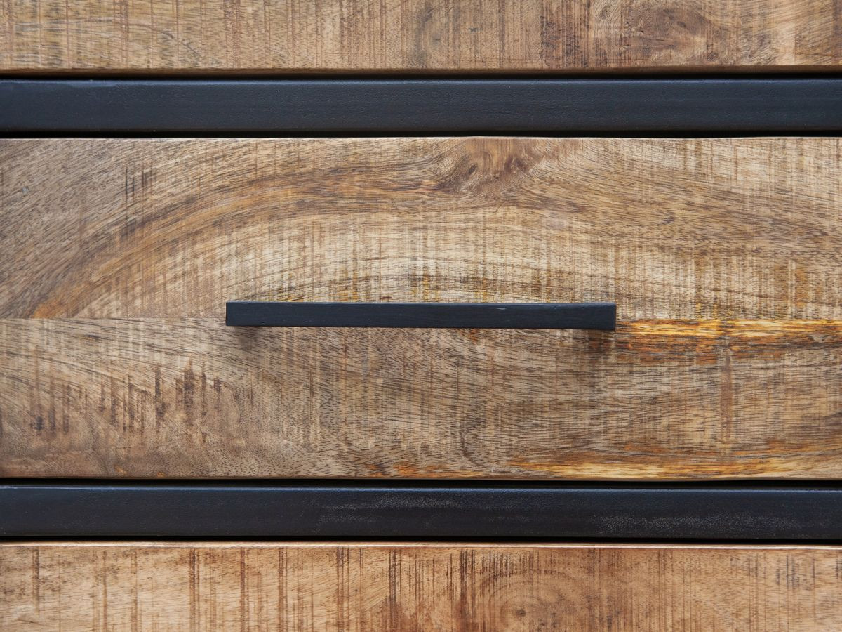 Boekenkast BEAUBOURG, 190 cm hoog, massief mangohout