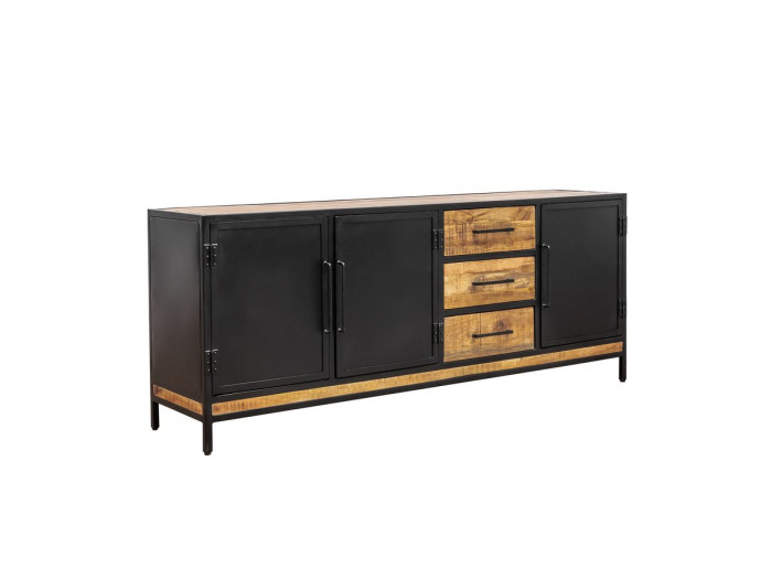 Buffet 3 portes 200 cm BEAUBOURG bois massif de manguier