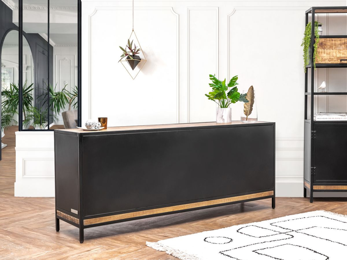 BEAUBOURG 3-deurs dressoir 200 cm massief mangohout