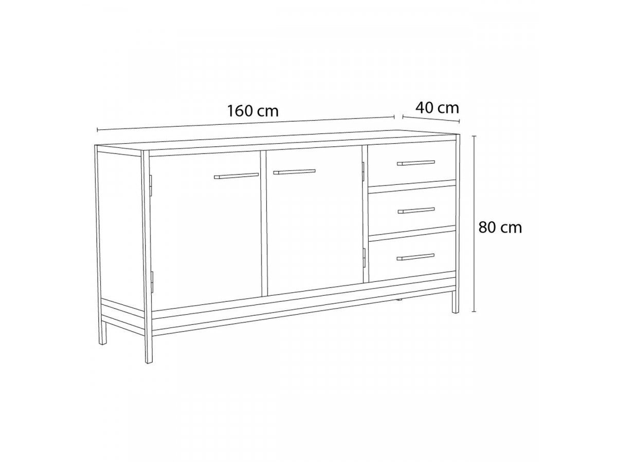 BEAUBOURG 2-deurs dressoir 160 cm massief mangohout