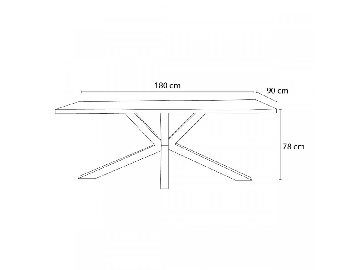 Table à manger TWIST Bois d'acacia massif et pieds en métal noir
