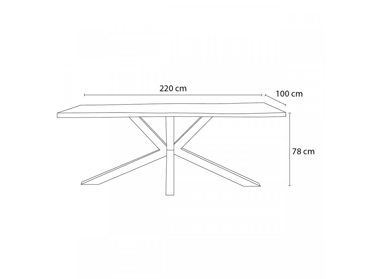TWIST eettafel Massief acaciahout en zwarte metalen poten