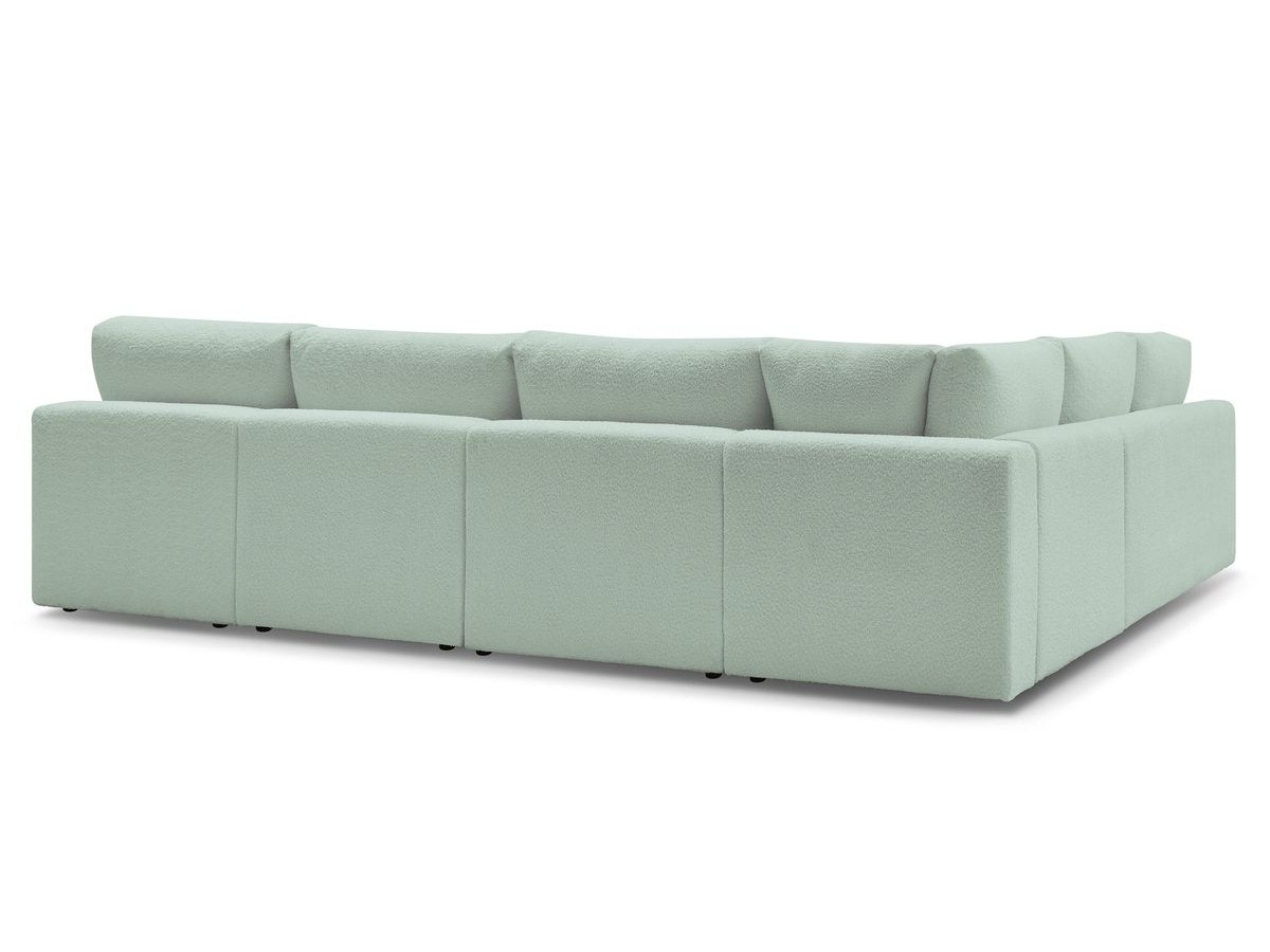 Canapé d'angle fixe 100% modulable PARIS tissu bouclette 3 chauffeuses, 1 méridienne, 1 angle, 1 pouf