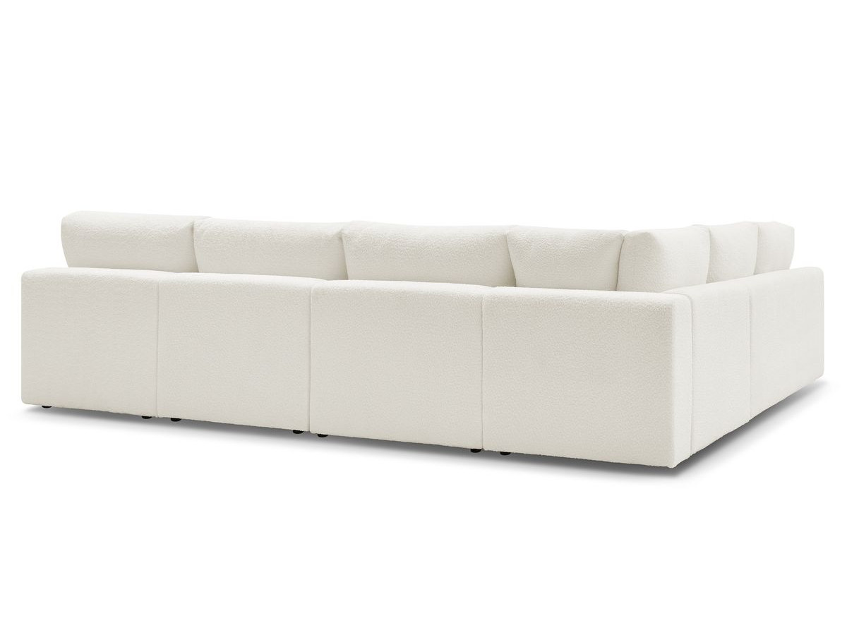 Canapé d'angle fixe 100% modulable PARIS tissu bouclette 3 chauffeuses, 1 méridienne, 1 angle, 1 pouf