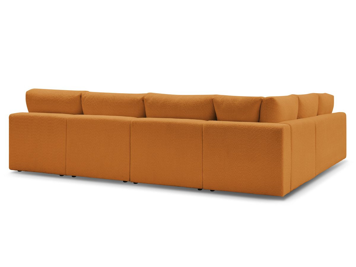 Canapé d'angle fixe 100% modulable PARIS tissu bouclette 3 chauffeuses, 1 méridienne, 1 angle, 1 pouf