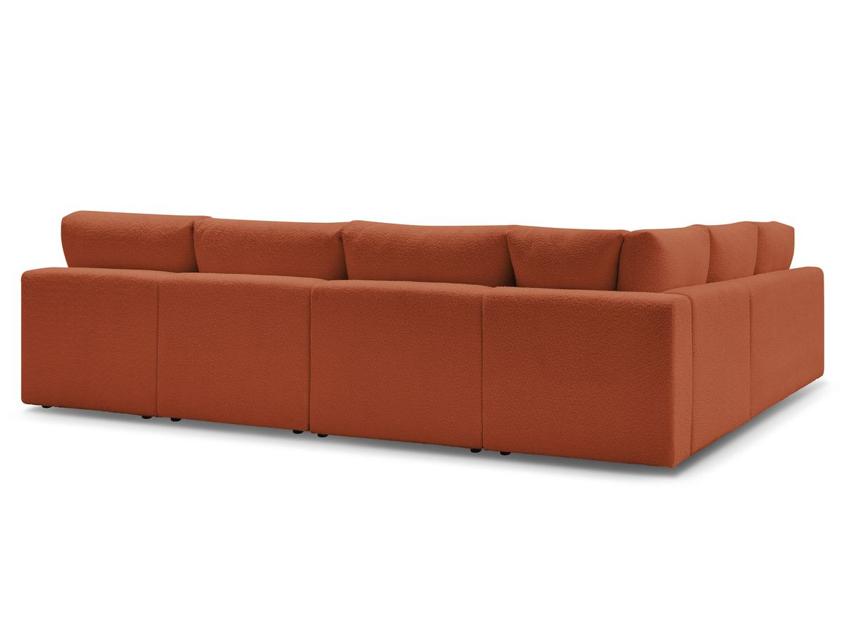 Canapé d'angle fixe 100% modulable PARIS tissu bouclette 3 chauffeuses, 1 méridienne, 1 angle, 1 pouf