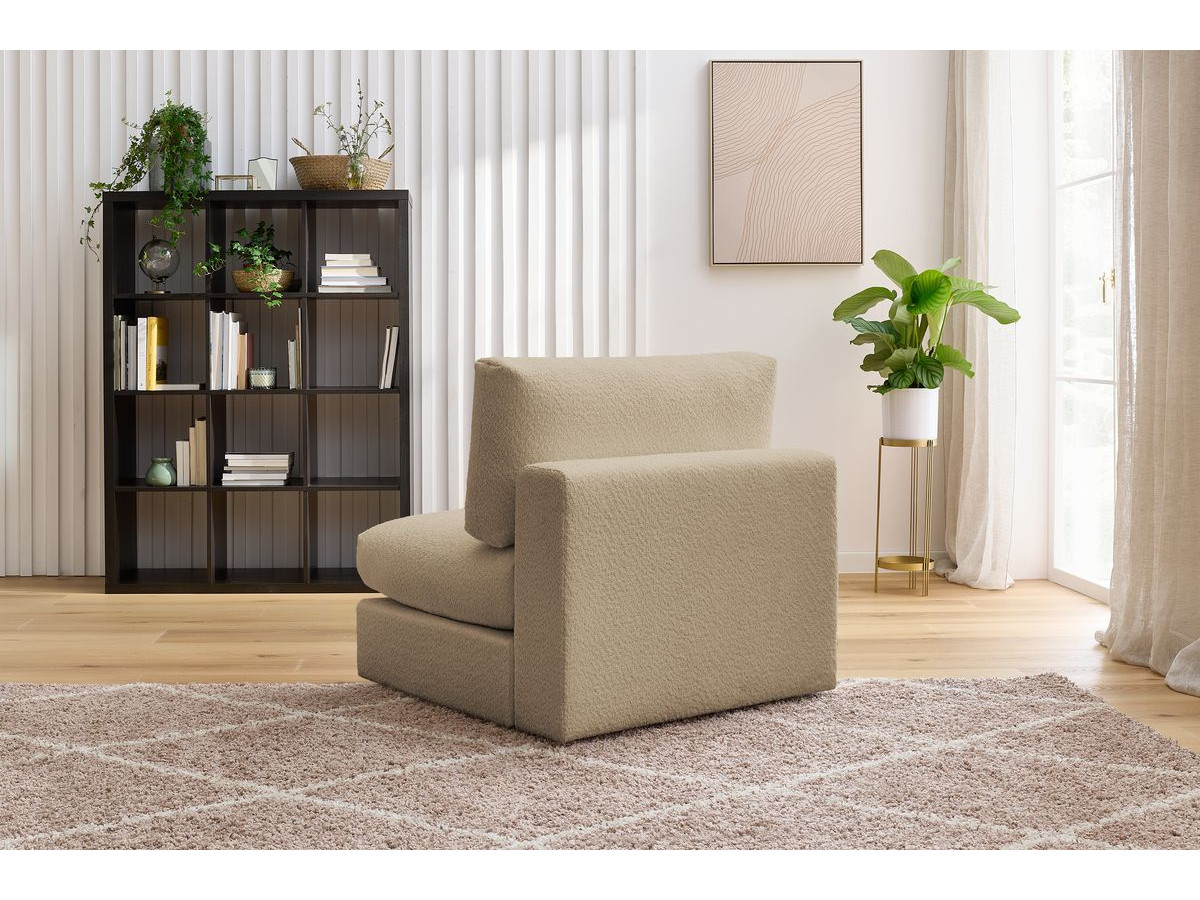 Chauffeuse 1 place pour canapé modulable PARIS  tissu bouclette