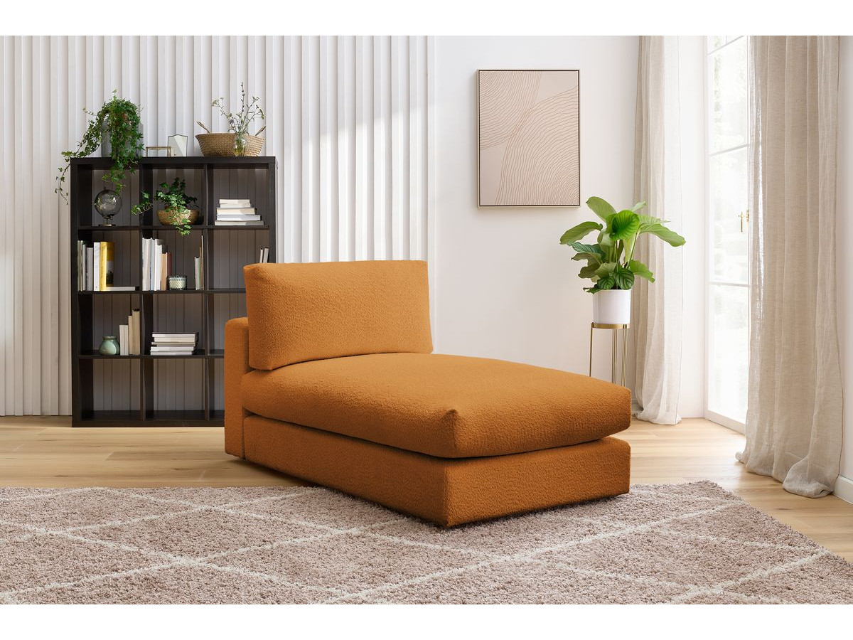 Canapé d'angle fixe EVEREST tissu chiné - Orange - Angle droit - 10 coussins