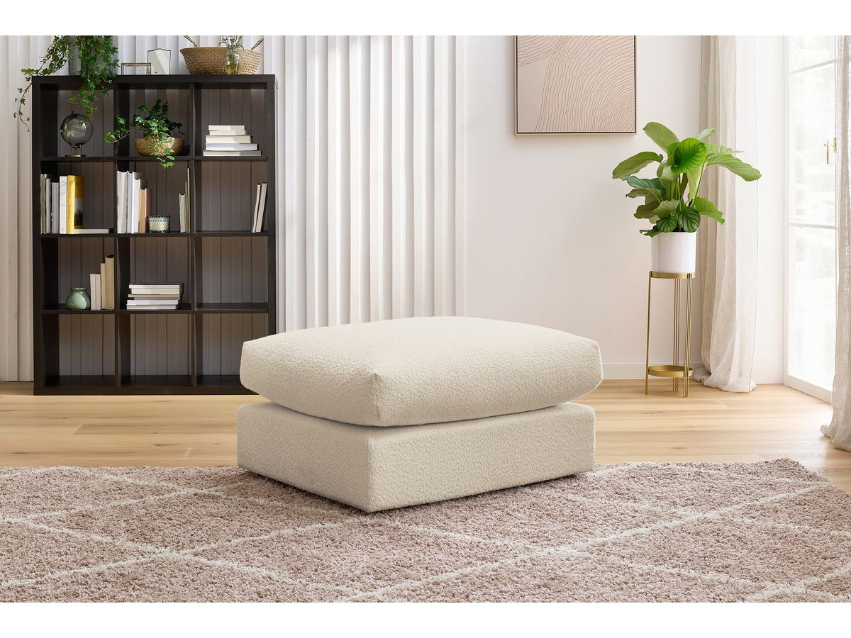 Pouf Paris tissu effet bouclé