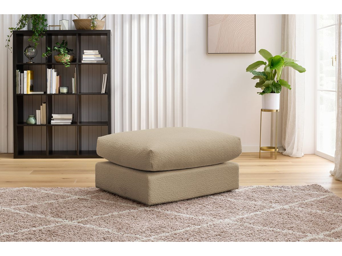 Pouf Paris tissu effet bouclé