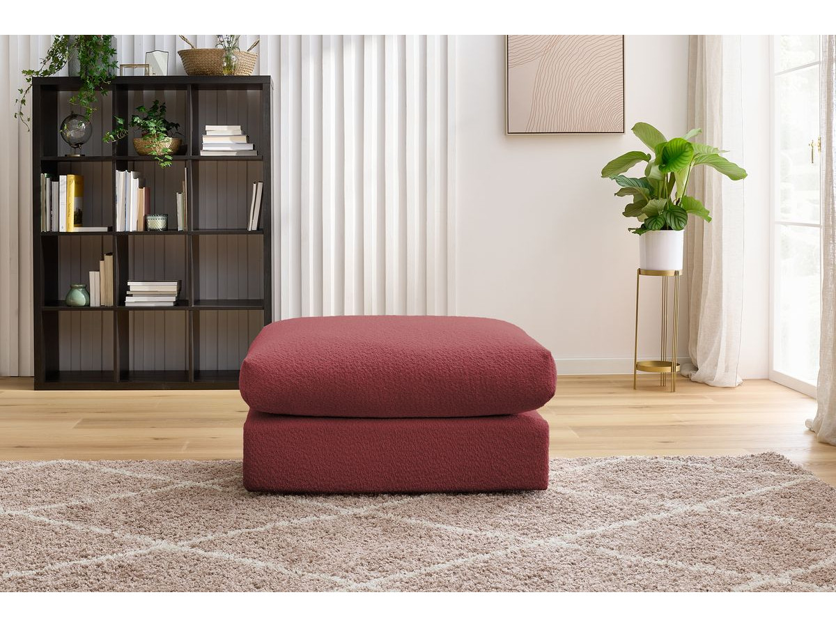 Pouf ultra moelleux PARIS bouclette rouge