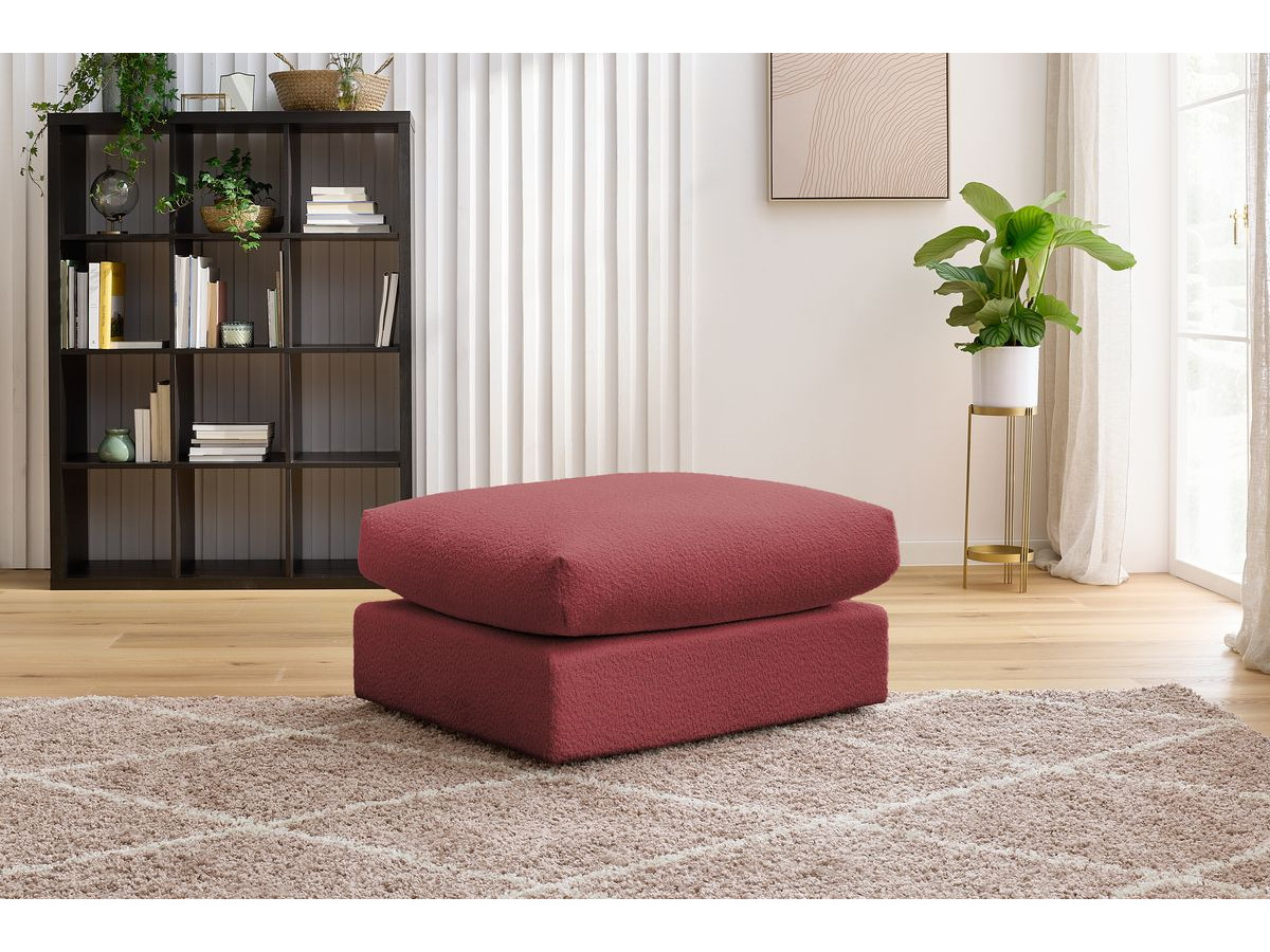 Pouf Paris tissu effet bouclé