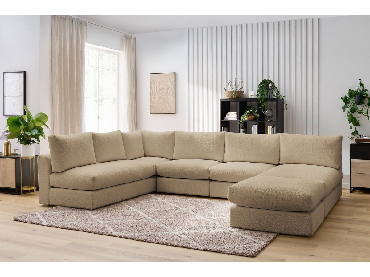 Canapé d'angle modulable PARIS bouclette marron — vue 5