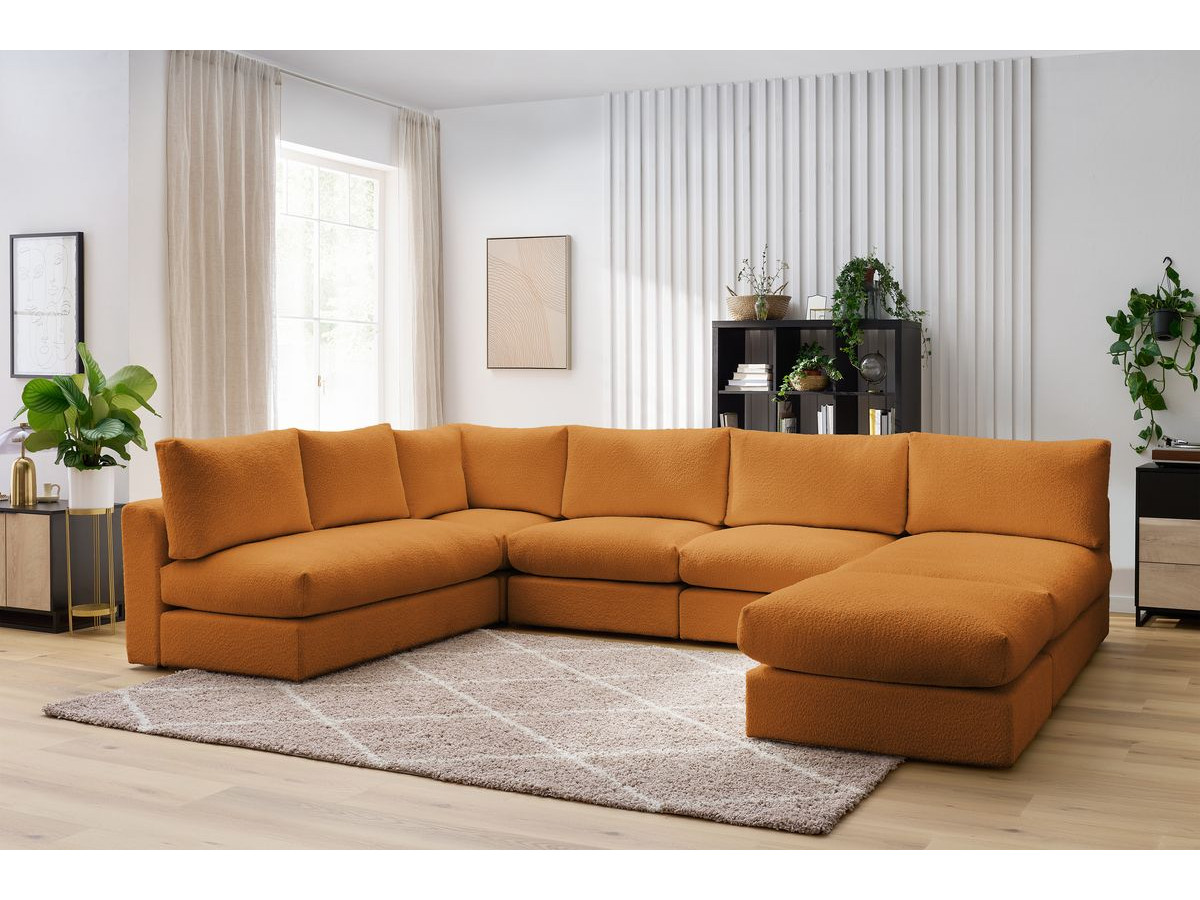 Canapé d'angle modulable PARIS bouclette jaune — vue 5