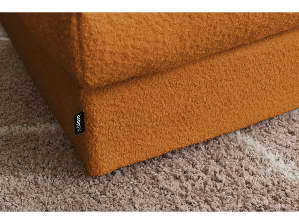 Canapé d'angle fixe 100% modulable PARIS tissu bouclette 3 chauffeuses, 1 méridienne, 1 angle, 1 pouf