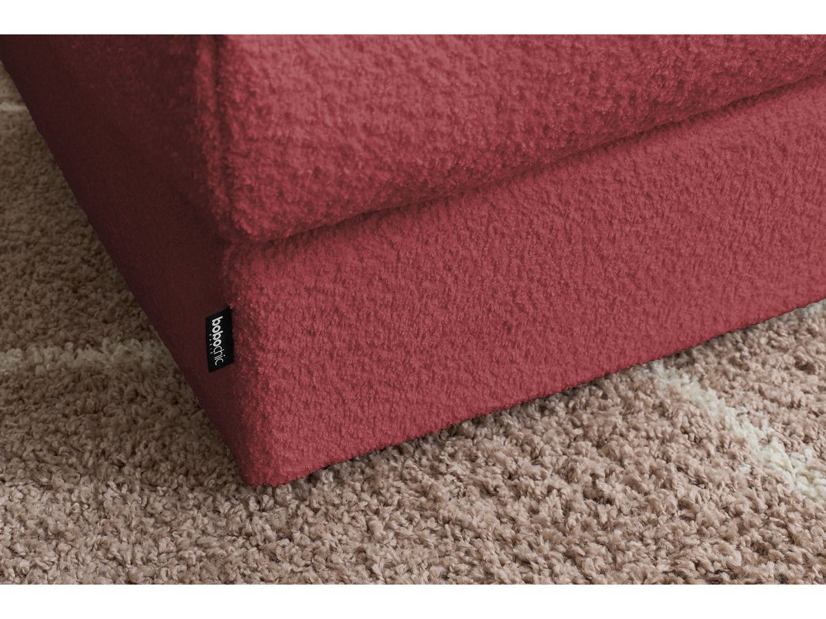 Canapé d'angle fixe 100% modulable PARIS tissu bouclette 3 chauffeuses, 1 méridienne, 1 angle, 1 pouf