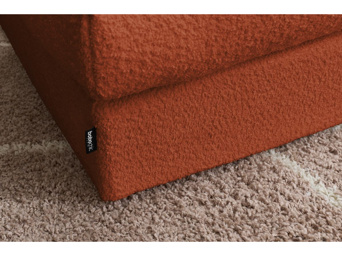 Canapé d'angle fixe 100% modulable PARIS tissu bouclette 3 chauffeuses, 1 méridienne, 1 angle, 1 pouf