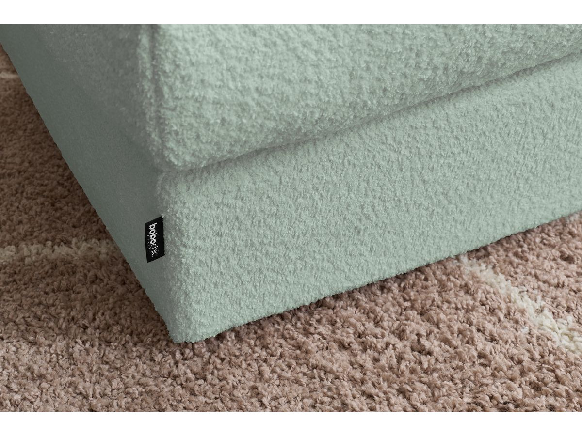 Canapé d'angle fixe 100% modulable PARIS tissu bouclette 3 chauffeuses, 1 méridienne, 1 angle, 1 pouf