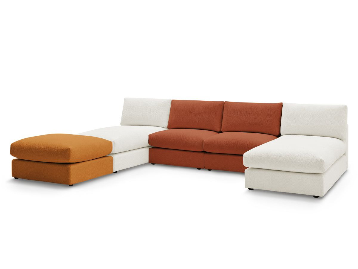 PARIS vaste panoramabank 100% modulaire badstof met 2 fauteuils, 2 chaise longues, 1 poef
