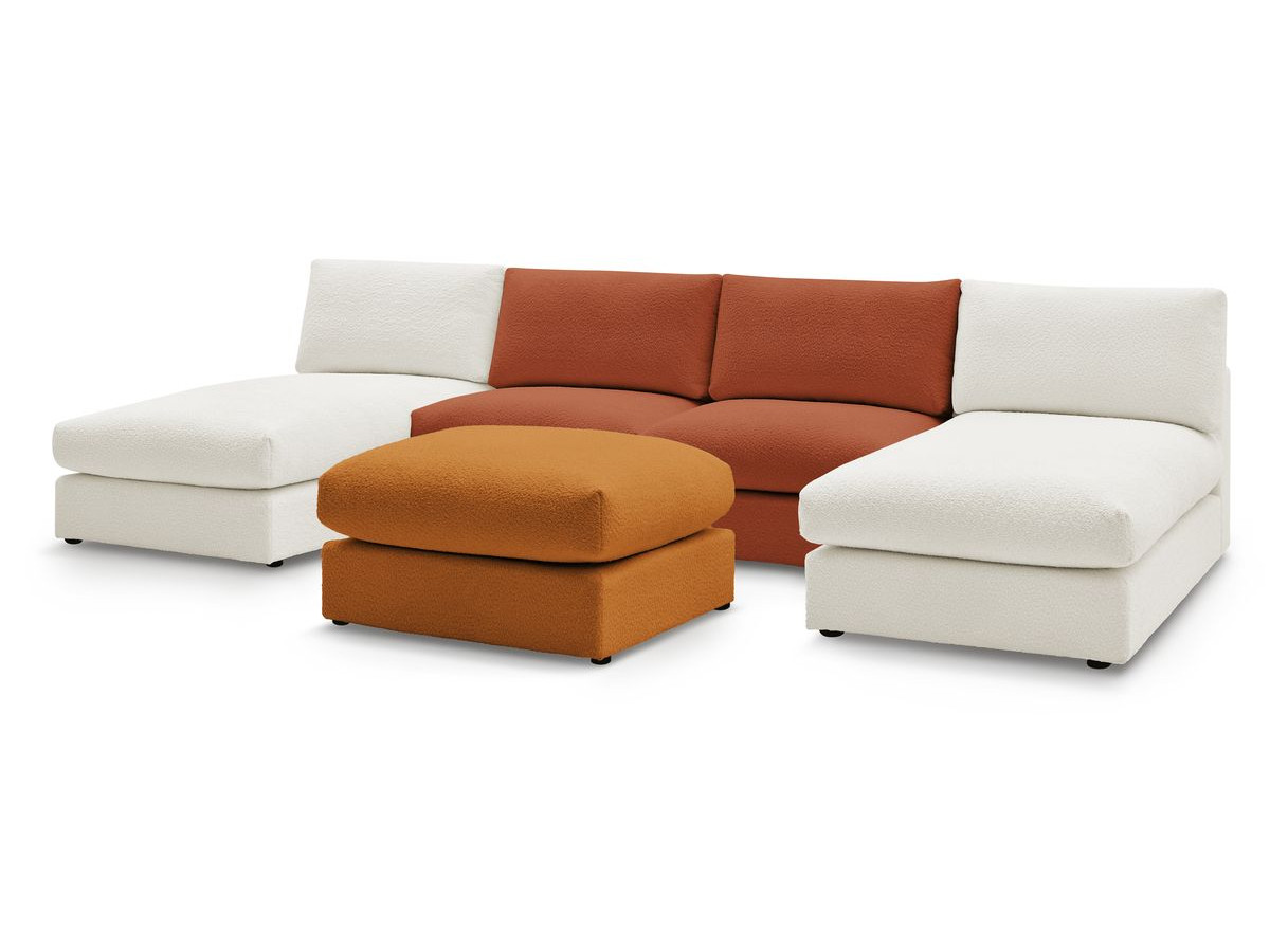 PARIS vaste panoramabank 100% modulaire badstof met 2 fauteuils, 2 chaise longues, 1 poef