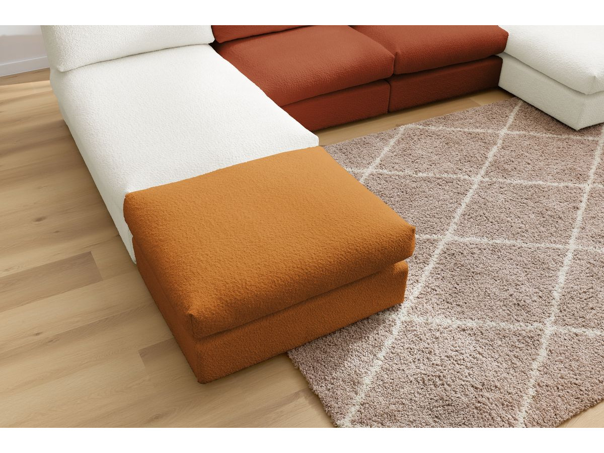 PARIS vaste panoramabank 100% modulaire badstof met 2 fauteuils, 2 chaise longues, 1 poef