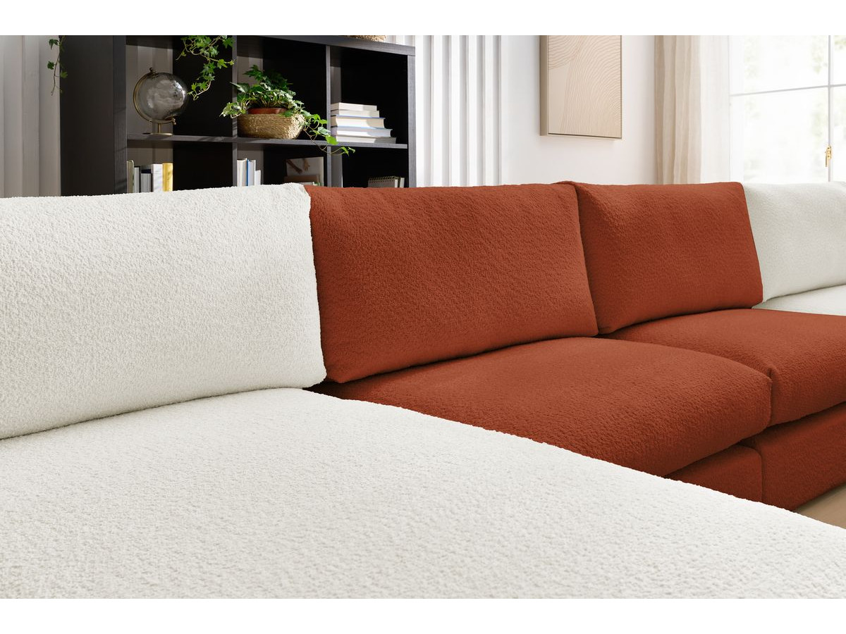 PARIS vaste panoramabank 100% modulaire badstof met 2 fauteuils, 2 chaise longues, 1 poef