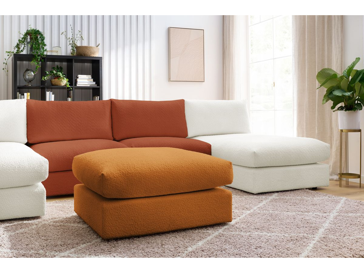 PARIS vaste panoramabank 100% modulaire badstof met 2 fauteuils, 2 chaise longues, 1 poef