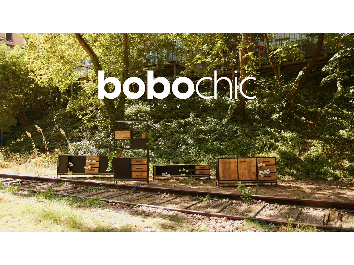 Boekenkast BEAUBOURG, 190 cm hoog, massief mangohout