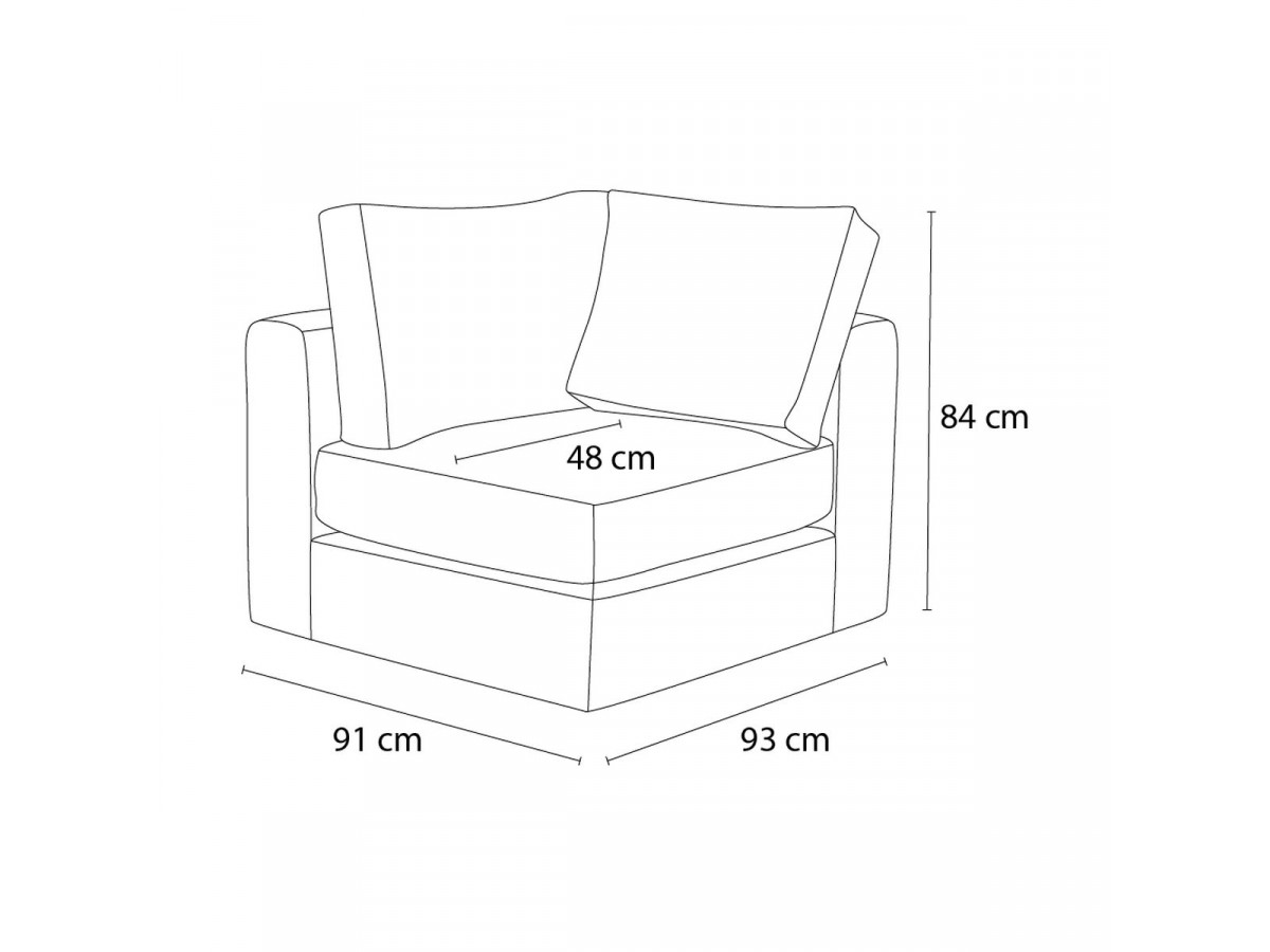 Canapé d'angle fixe EVEREST tissu chiné - Orange - Angle droit - 10 coussins