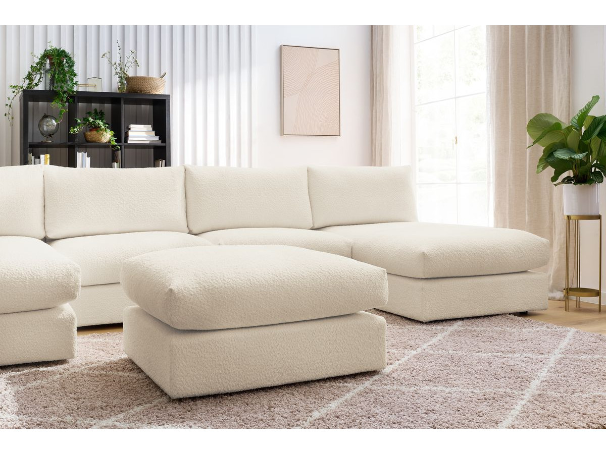 PARIS vaste panoramabank 100% modulaire badstof met 2 fauteuils, 2 chaise longues, 1 poef
