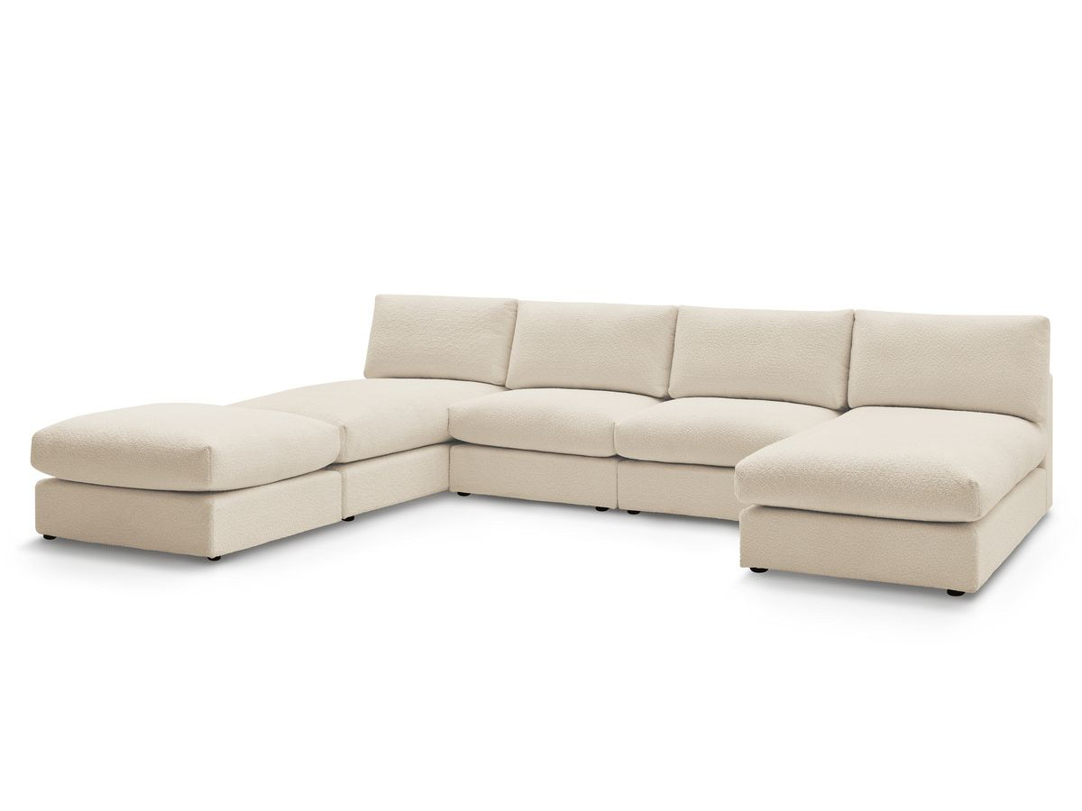 PARIS vaste panoramabank 100% modulaire badstof met 2 fauteuils, 2 chaise longues, 1 poef