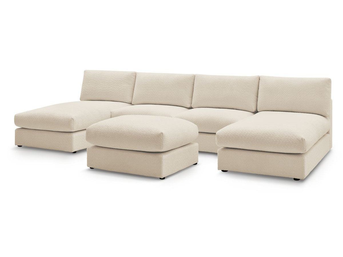 PARIS vaste panoramabank 100% modulaire badstof met 2 fauteuils, 2 chaise longues, 1 poef