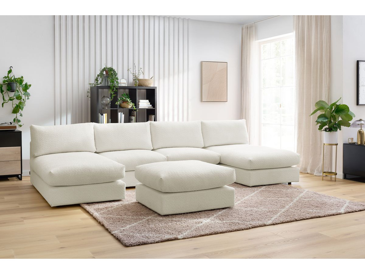 Canapé panoramique modulable PARIS bouclette blanc — vue 5