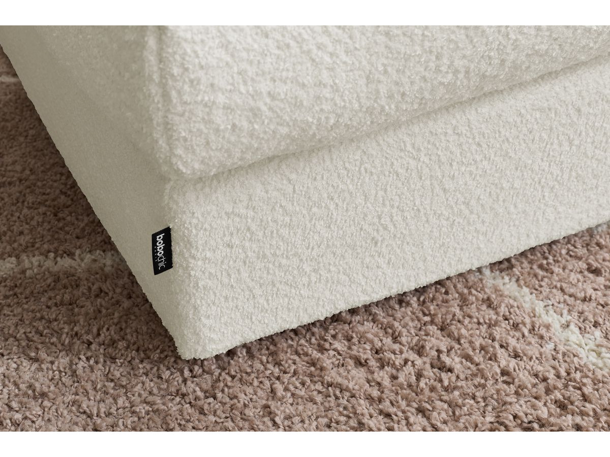 Canapé panoramique fixe 100% modulable PARIS tissu bouclette avec 2 chauffeuses, 2 méridiennes, 1 pouf