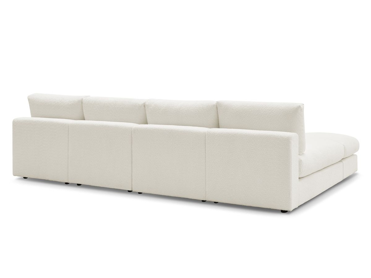 Canapé panoramique fixe 100% modulable PARIS tissu bouclette avec 2 chauffeuses, 2 méridiennes, 1 pouf