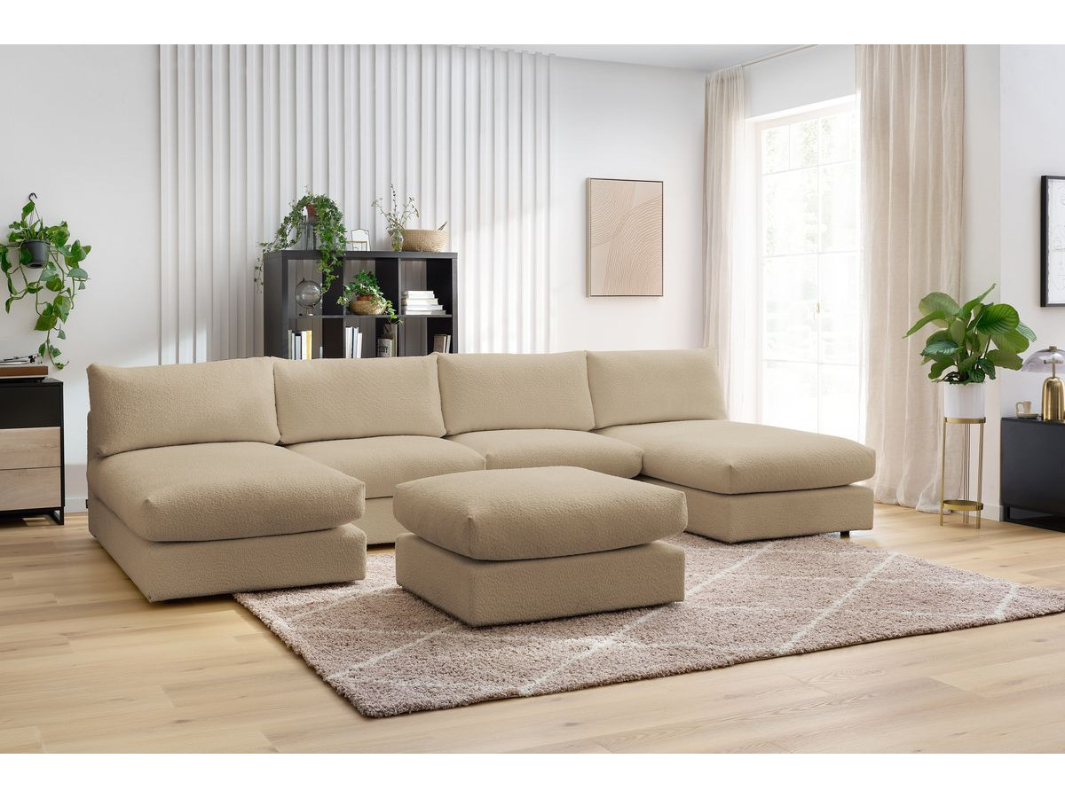 Canapé panoramique modulable PARIS bouclette marron — vue 5