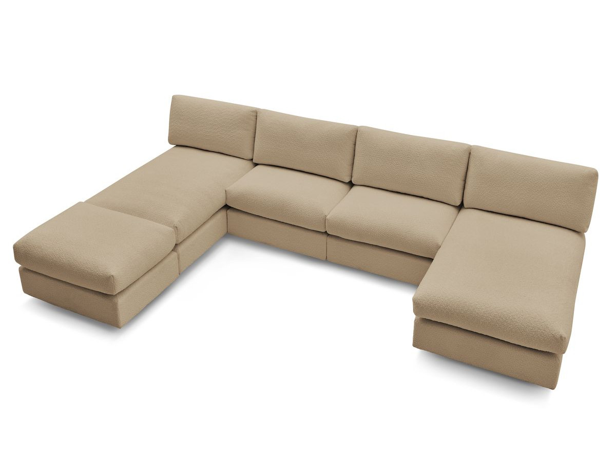 Canapé d'angle fixe EVEREST tissu chiné - Orange - Angle droit - 10 coussins