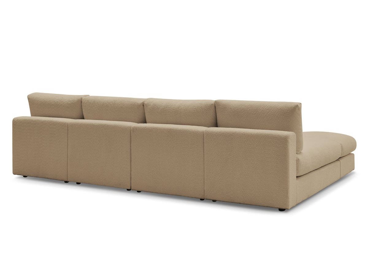 Canapé d'angle fixe EVEREST tissu chiné - Orange - Angle droit - 10 coussins