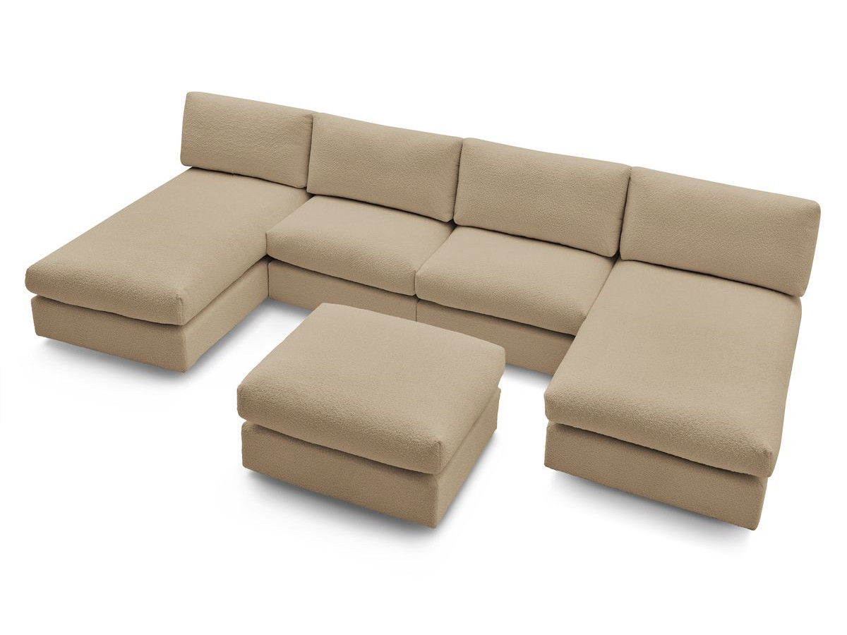 Canapé d'angle fixe EVEREST tissu chiné - Orange - Angle droit - 10 coussins