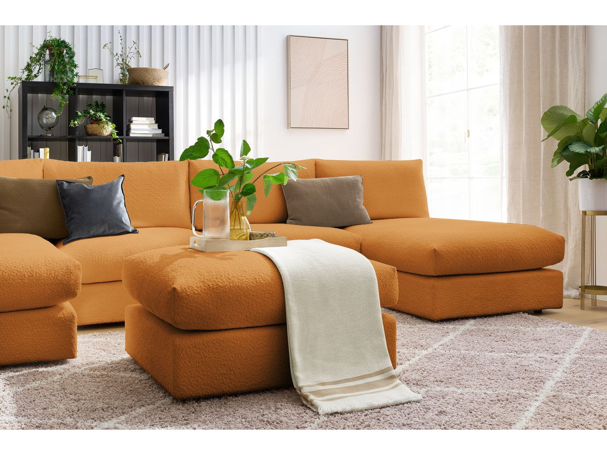 PARIS vaste panoramabank 100% modulaire badstof met 2 fauteuils, 2 chaise longues, 1 poef