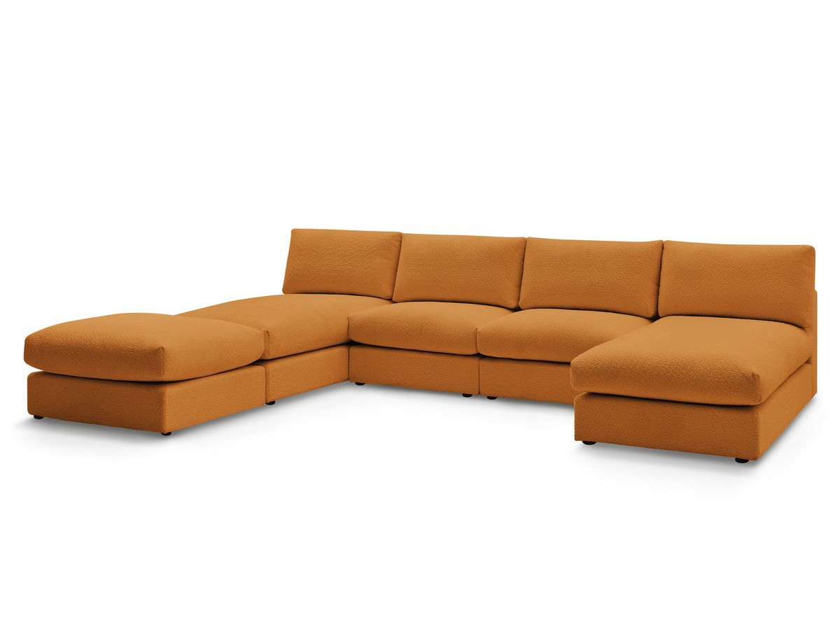 PARIS vaste panoramabank 100% modulaire badstof met 2 fauteuils, 2 chaise longues, 1 poef