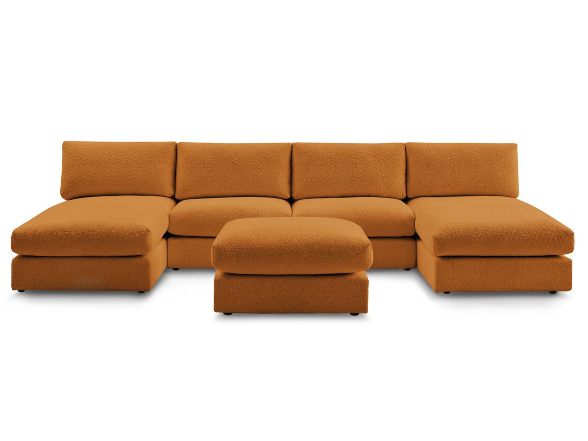 PARIS vaste panoramabank 100% modulaire badstof met 2 fauteuils, 2 chaise longues, 1 poef