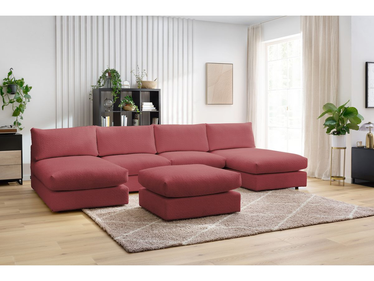 Canapé panoramique modulable PARIS bouclette rouge — vue 5